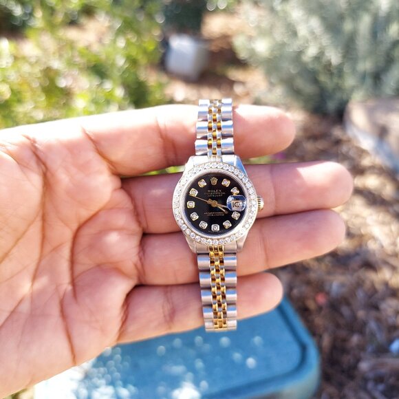 Rolex ladies 26mm Datejust 6917 black diamond two-tone jubilee - Picture 6 of 8